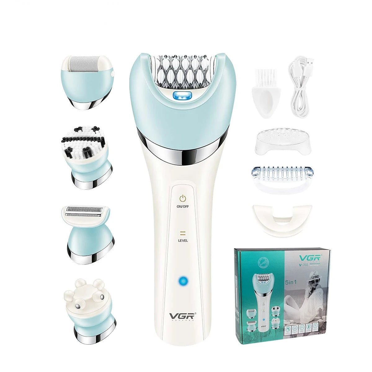 VGR Epilator Rechargeable Hair Remover Leg Body Portable Lady Shaver Hair Removal Tool Underarms Facial Epilator for Women V-703